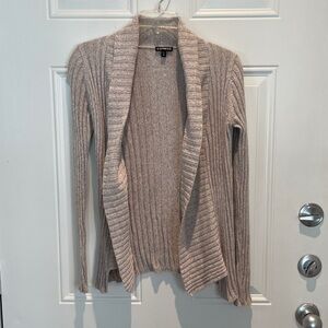 Express Ribbed Cream Tan Open Front Cardigan Long Sleeve Sweater Size XS Cotton
